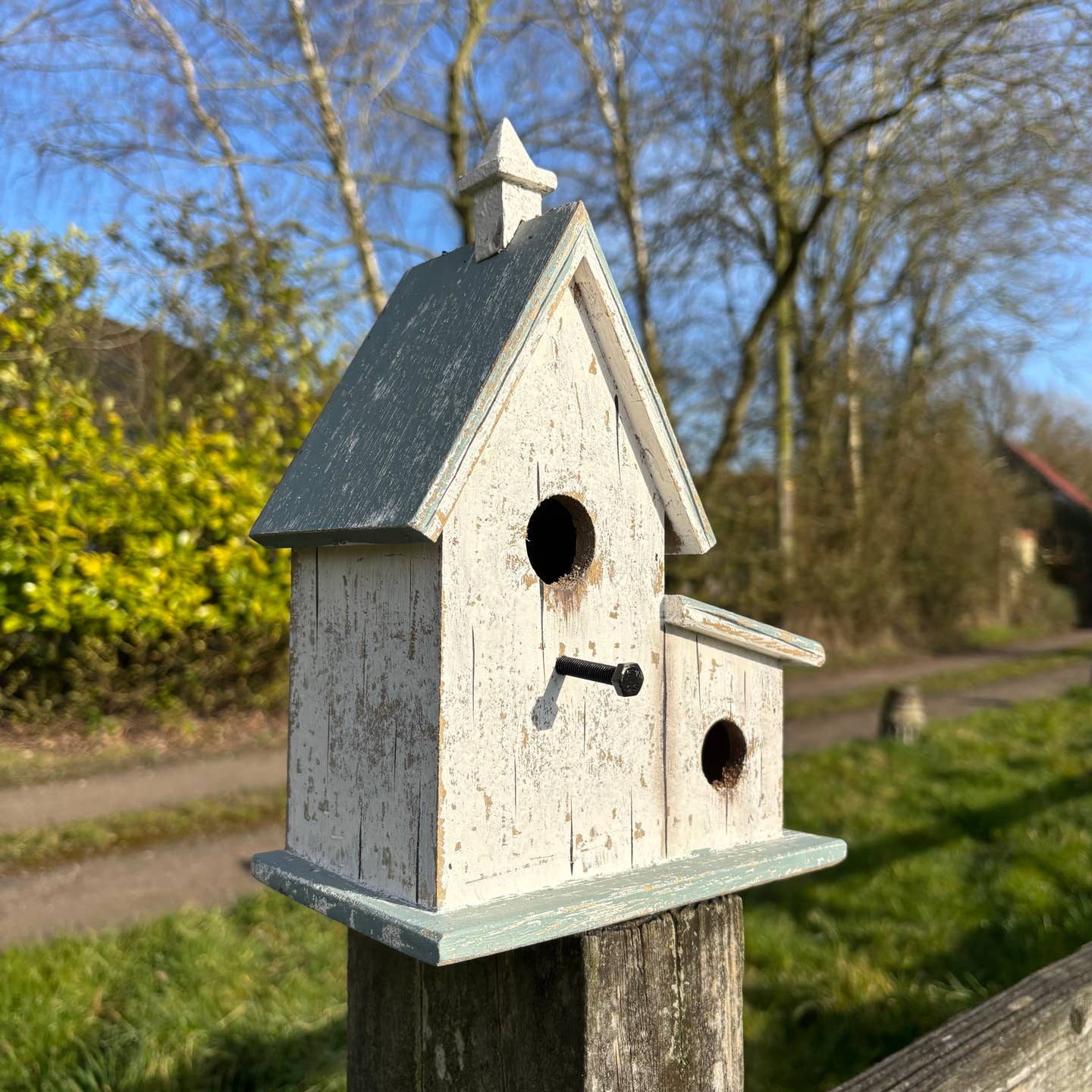 Chapel Wooden Birdhouse with Distressed Finish — 26.5cm