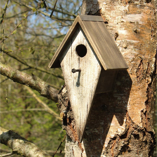 Wooden Birdhouse with Natural Roof — 30cm