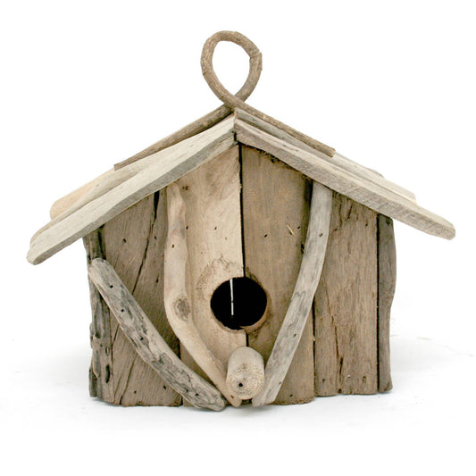 Rectangular Driftwood Birdhouse with Hanging Loop — 22.4cm