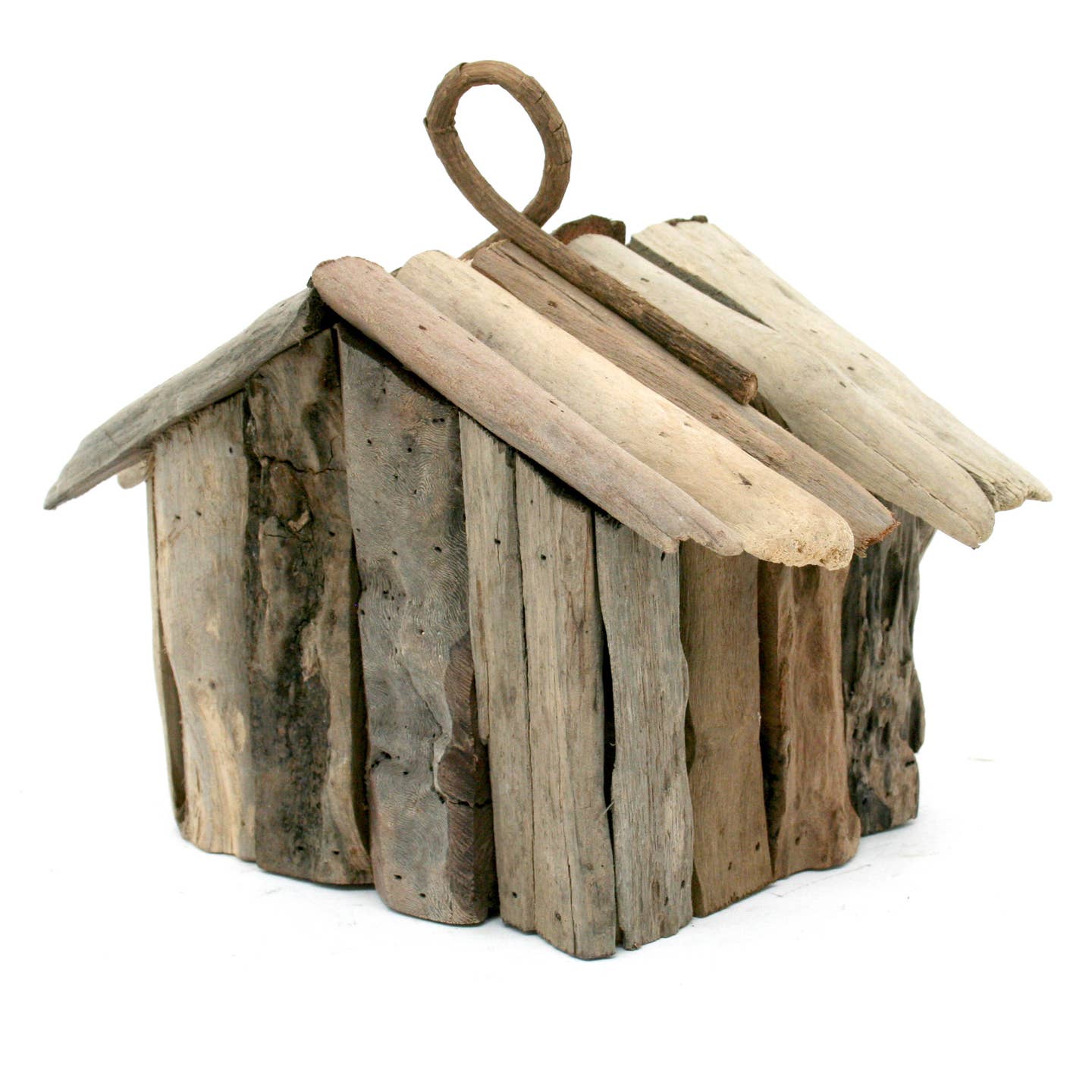 Rectangular Driftwood Birdhouse with Hanging Loop — 22.4cm