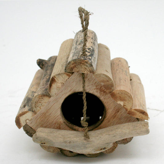 Driftwood Birdhouse with Rope Hanger — 12.7cm
