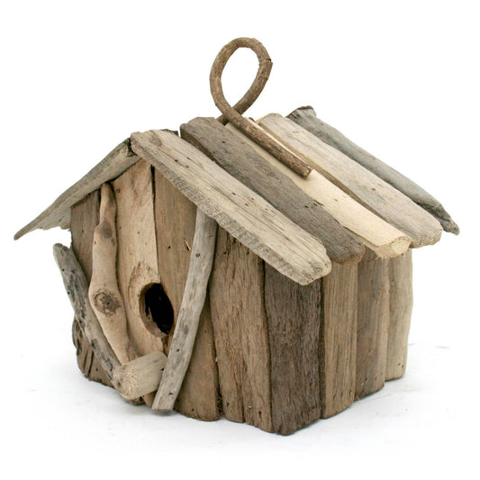 Rectangular Driftwood Birdhouse with Hanging Loop — 22.4cm