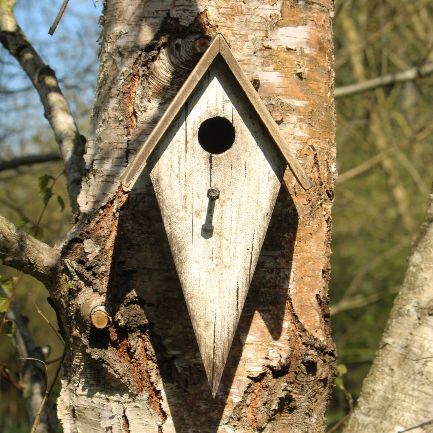 Wooden Birdhouse with Natural Roof — 30cm