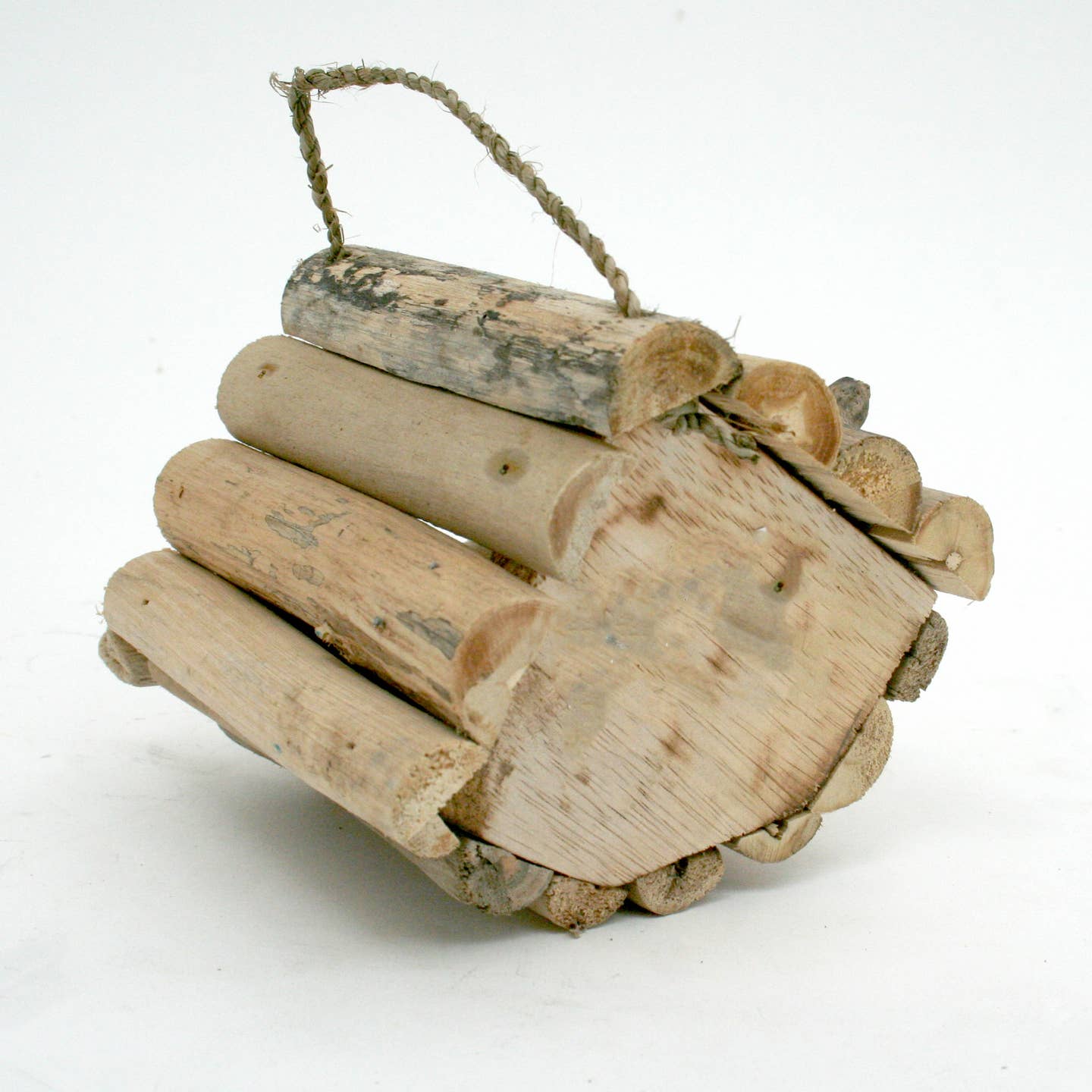 Driftwood Birdhouse with Rope Hanger — 12.7cm