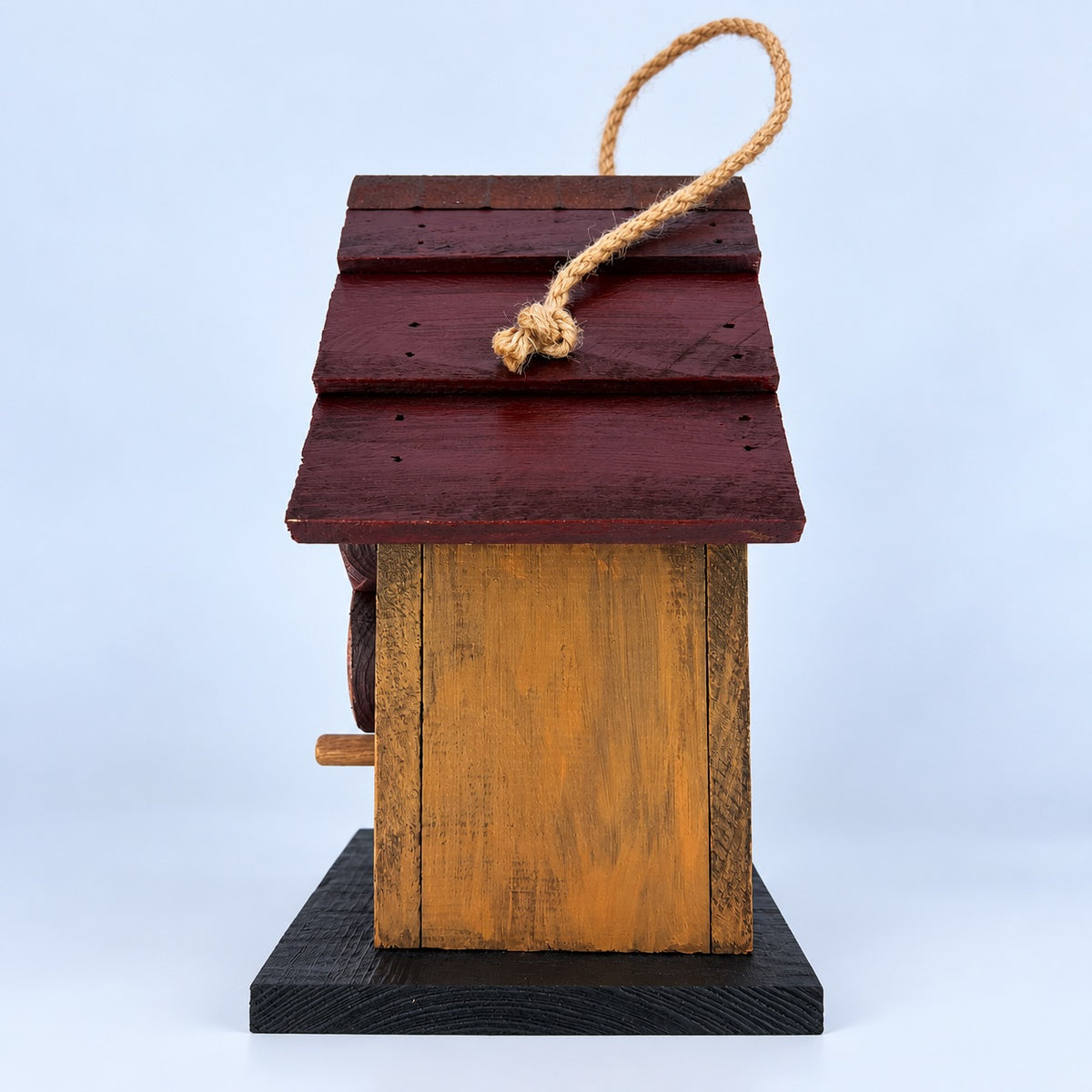 Small Birdhouse, Mustard with Red Roof – 8.7 in Bird House