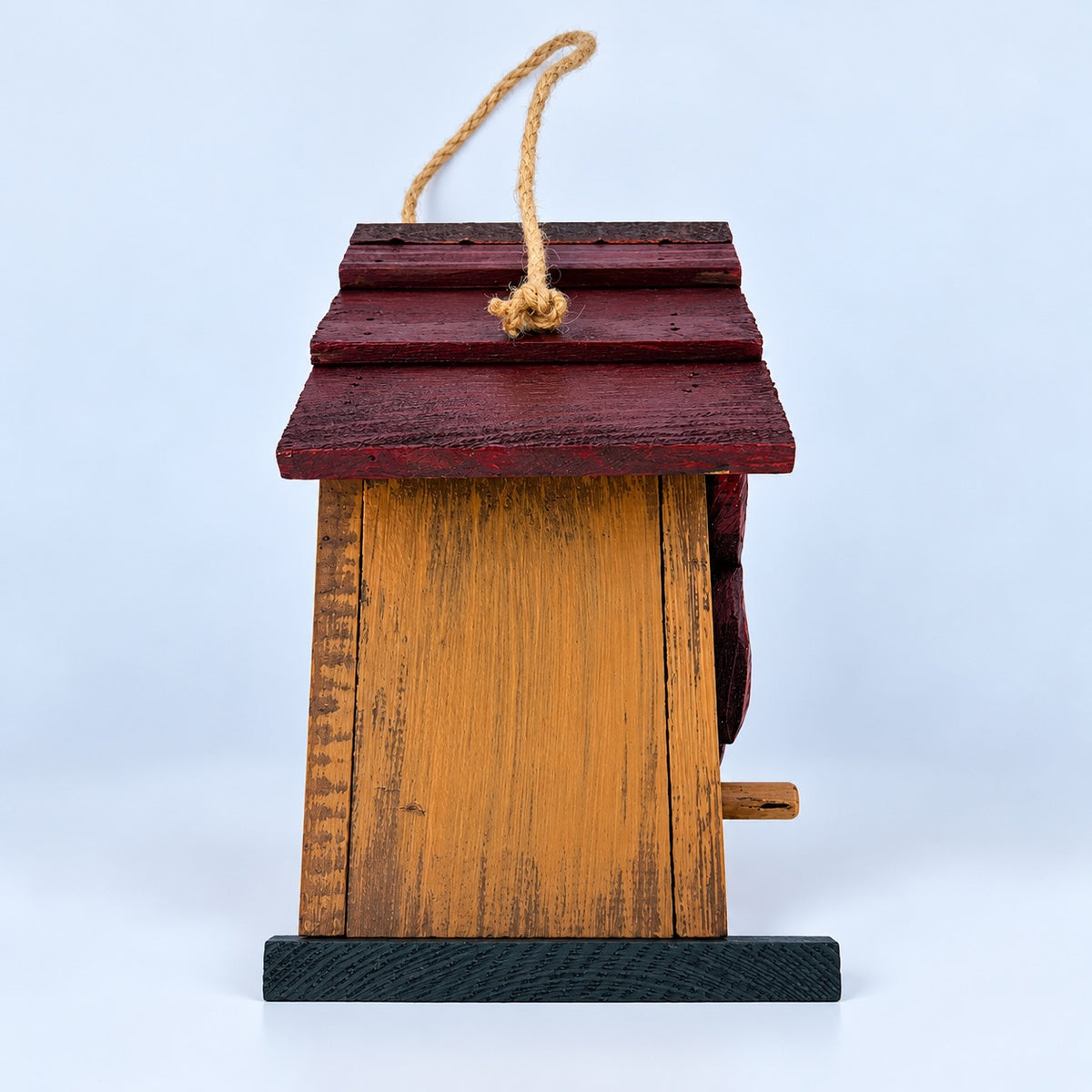 Small Birdhouse, Mustard with Red Roof – 8.7 in Bird House