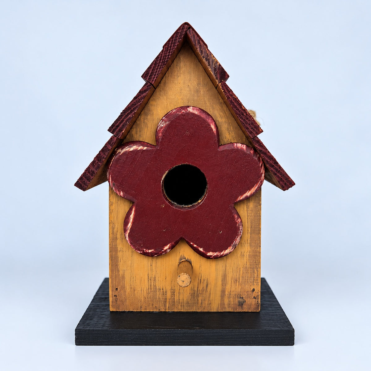 Small Birdhouse, Mustard with Red Roof – 8.7 in Bird House