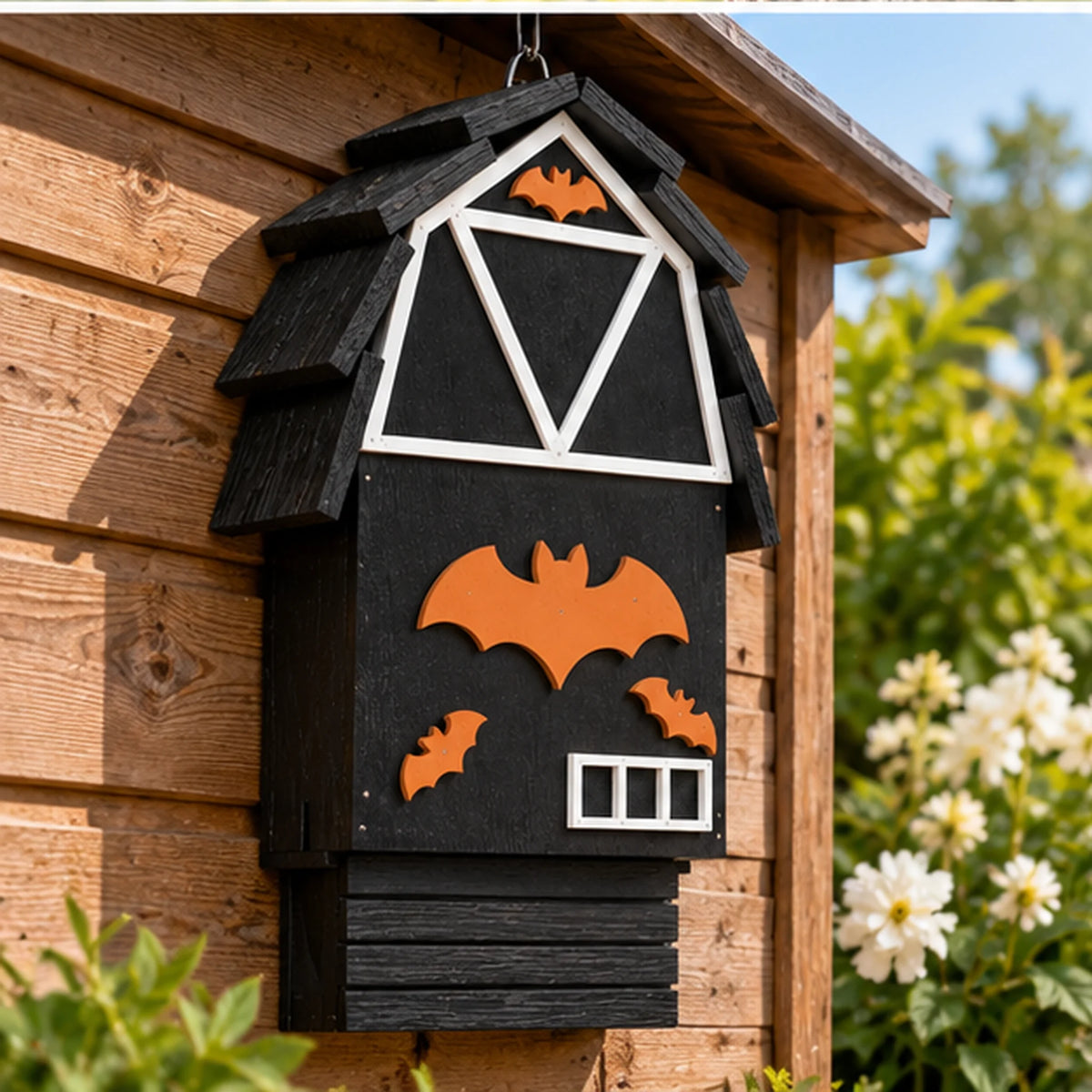 Large Wooden Bat House, Black – 17.7 in Bat Box for Outdoors