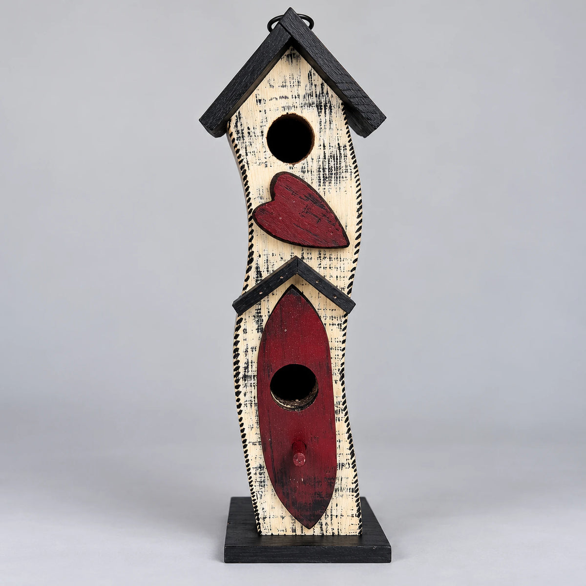 Tall Slim Birdhouse, White with Dark Brown Roof – 16.1 in