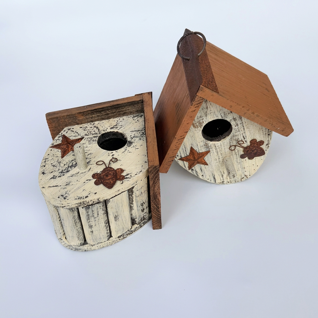 Full-height angled birdhouse photo extended to square