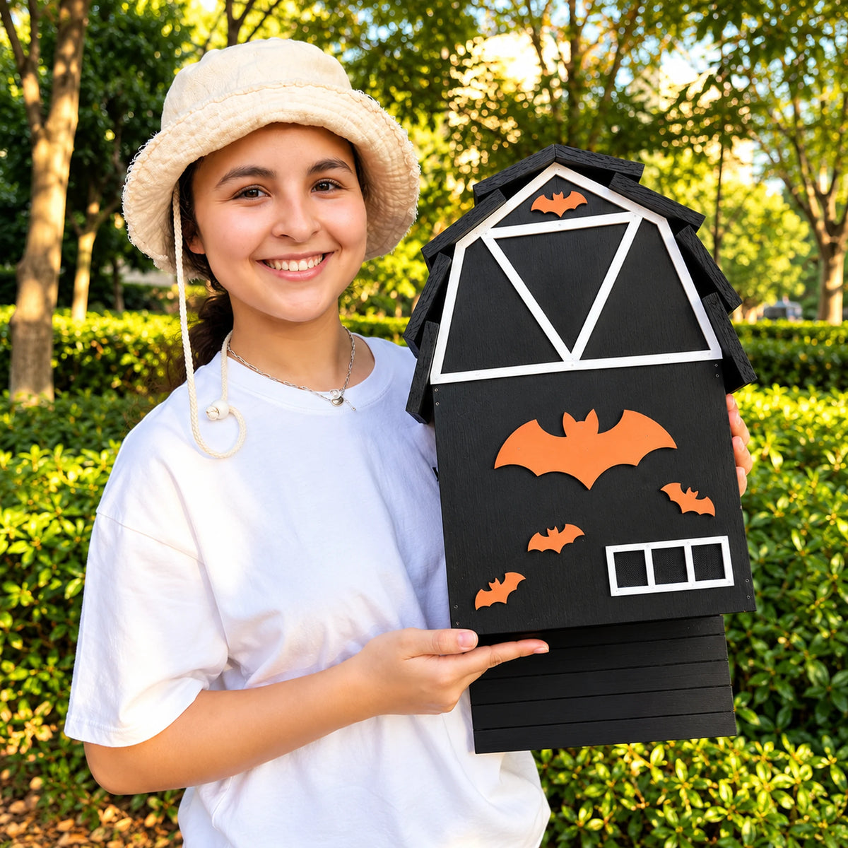 Large Wooden Bat House, Black – 17.7 in Bat Box for Outdoors