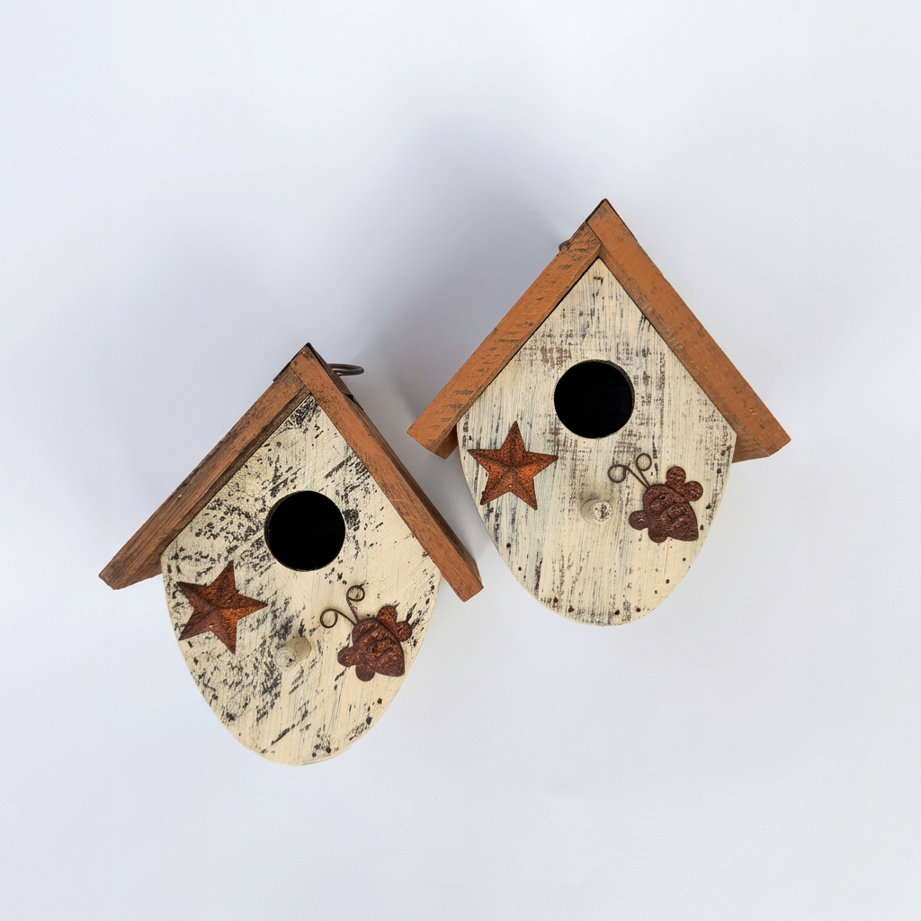 Next birdhouse photo enhanced and extended sideways to square without cropping