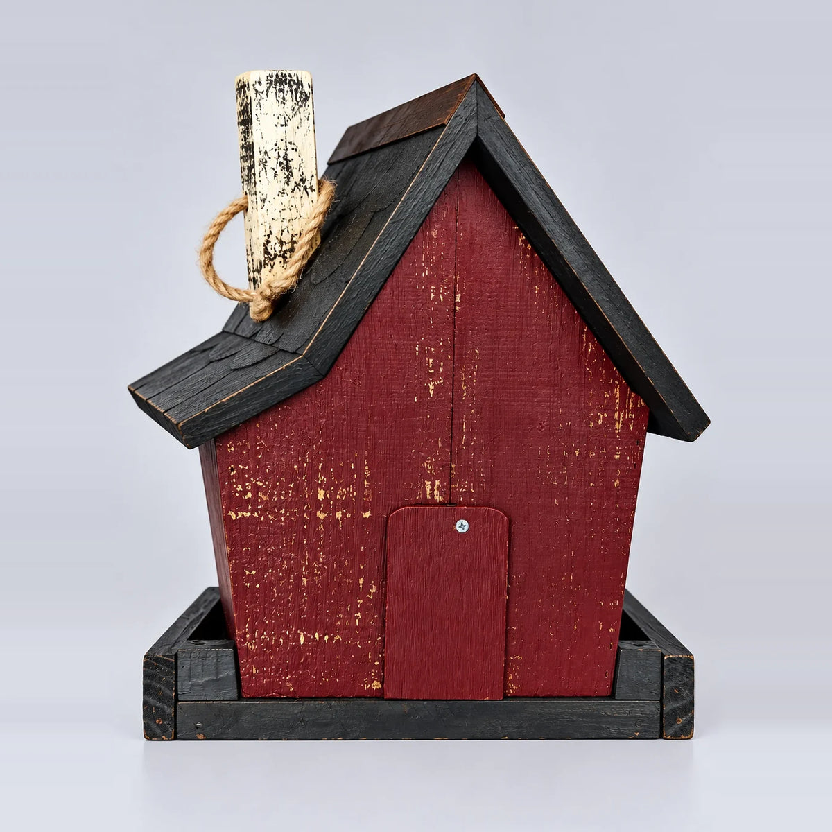 Compact Birdhouse, Red with Dark Brown Roof – 9.4 in Bird House