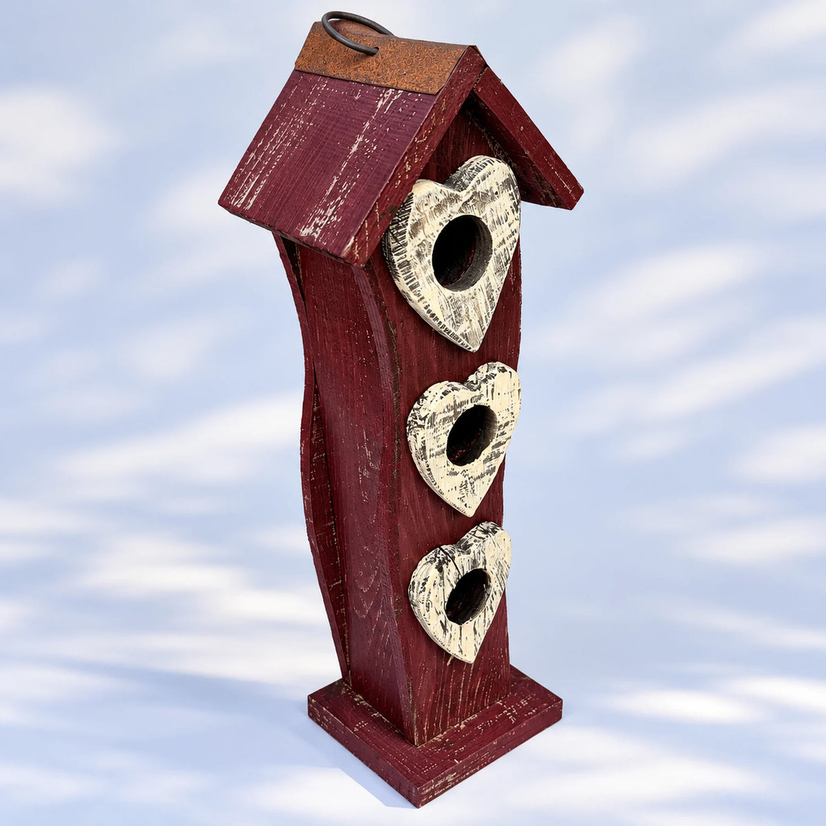 Tall Slim Birdhouse, Red – 16.1 in Hanging Bird House