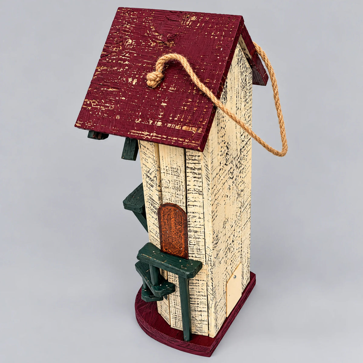 Tall Hanging Birdhouse, White with Red Roof – 20.1 in Bird House