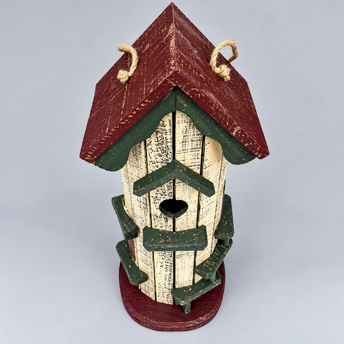 Tall Hanging Birdhouse, White with Red Roof – 20.1 in Bird House