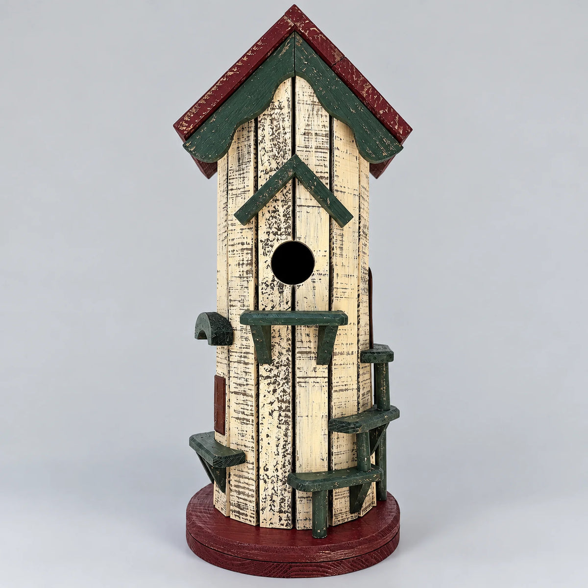 Tall Hanging Birdhouse, White with Red Roof – 20.1 in Bird House