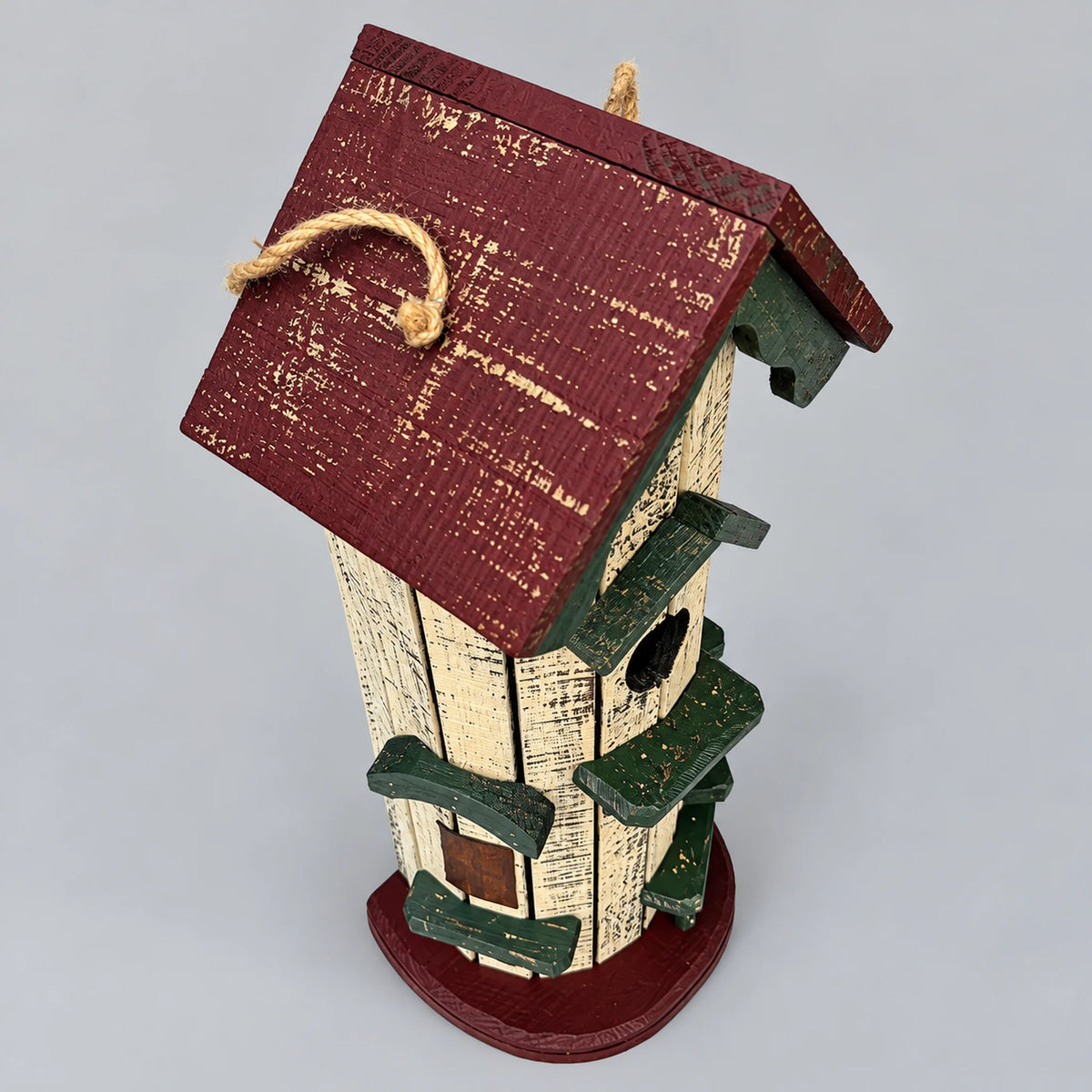 Tall Hanging Birdhouse, White with Red Roof – 20.1 in Bird House
