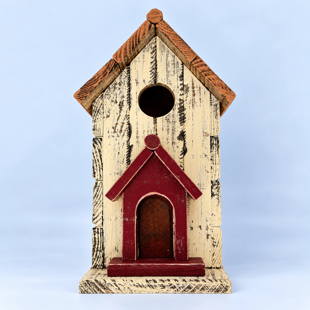 Hanging Birdhouse, White with Mustard Roof – 10.6 in Bird House
