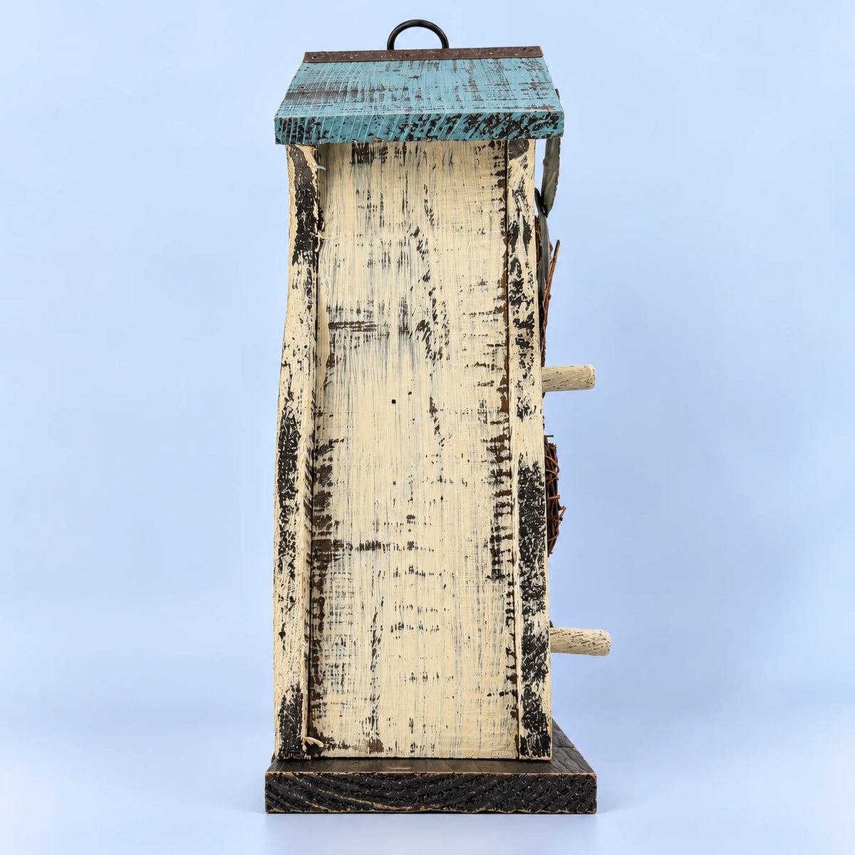 Hanging Birdhouse, White with Blue Roof – 13 in Bird House