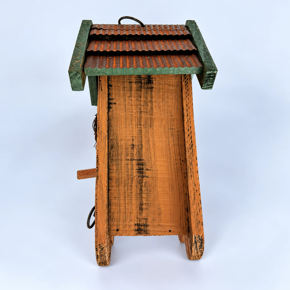 Hanging Birdhouse, Mustard with Metal Roof – 10.6 in Bird House