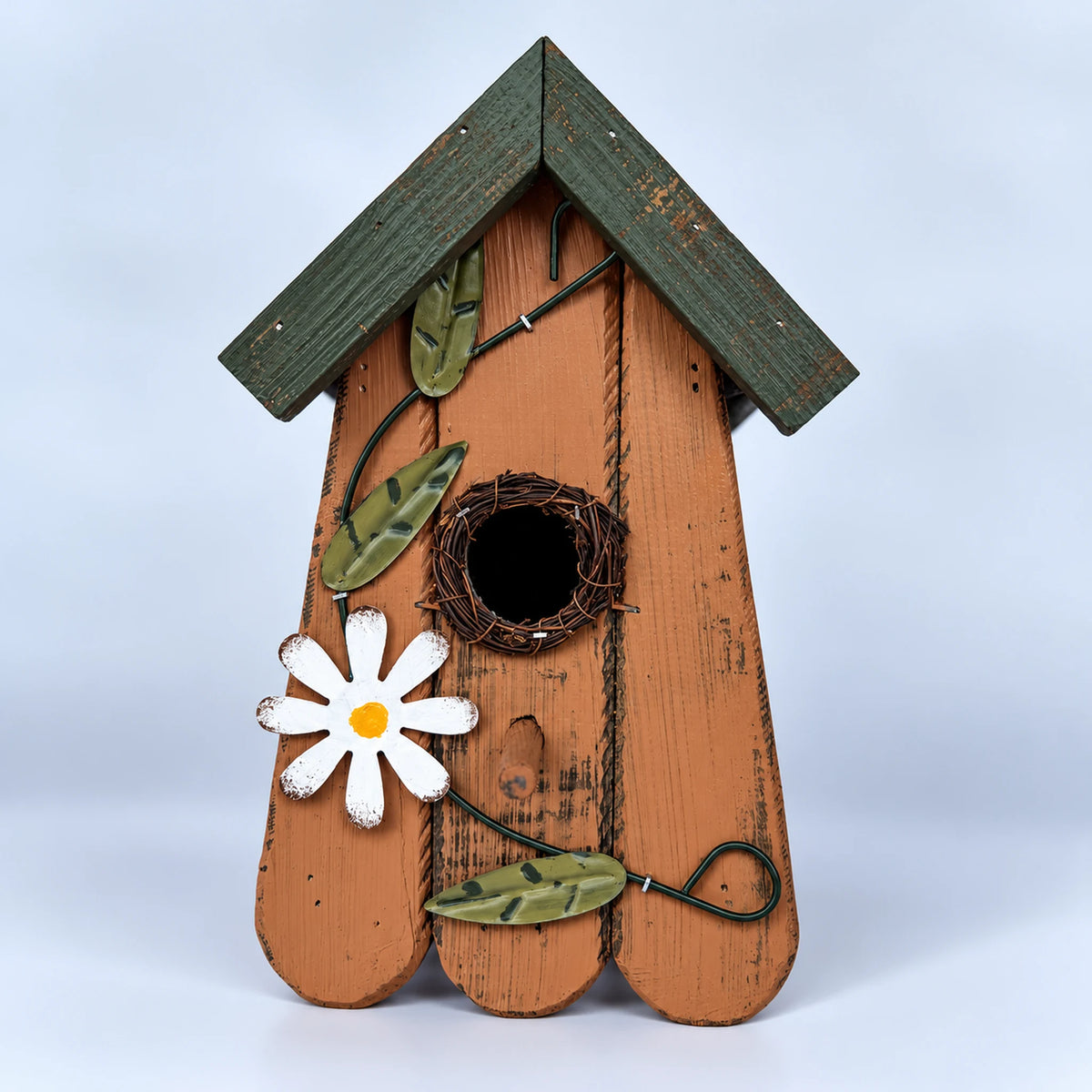 Hanging Birdhouse, Mustard with Metal Roof – 10.6 in Bird House