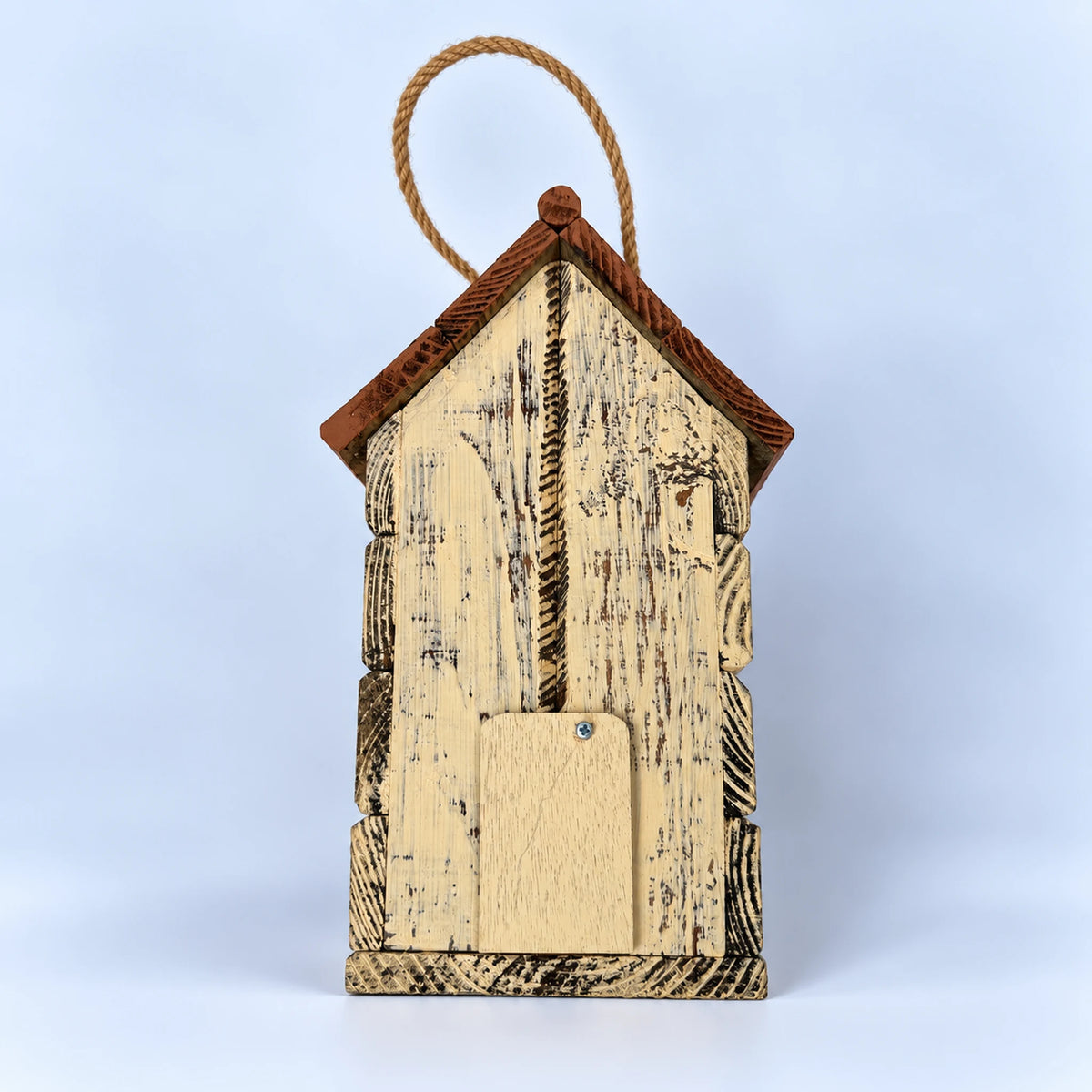 Hanging Birdhouse, White with Mustard Roof – 10.6 in Bird House