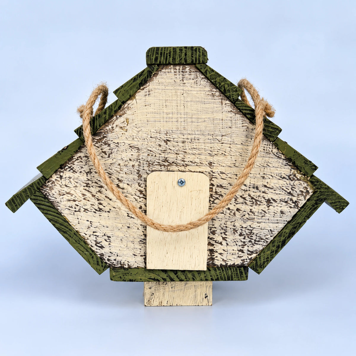 Wide Birdhouse, White with Green Roof – 10.2 in Bird House