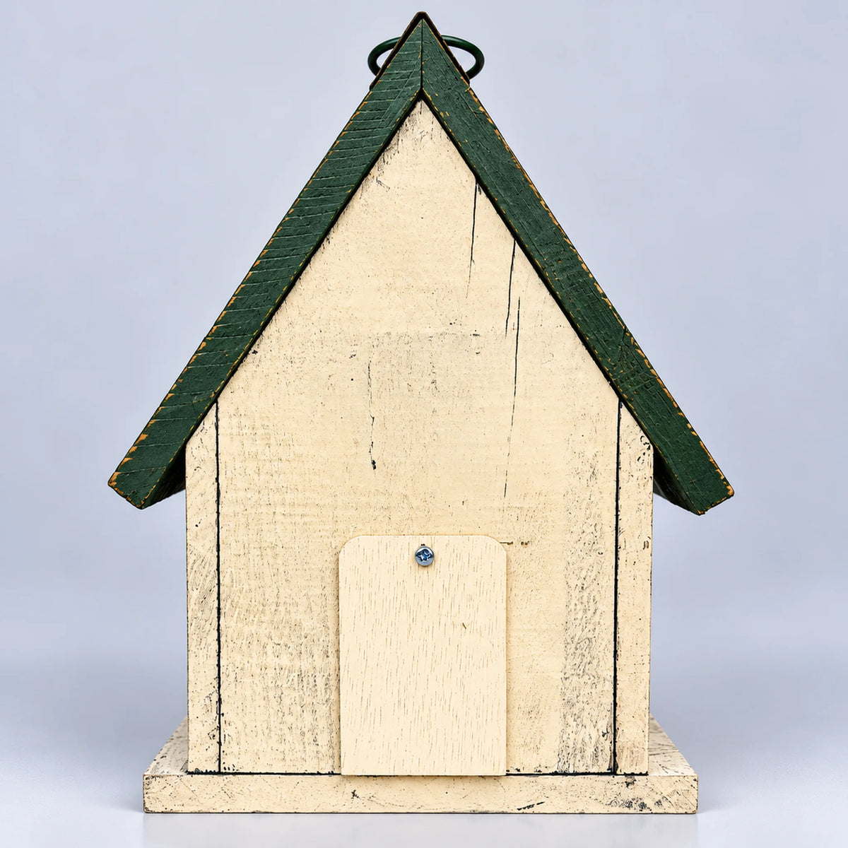 Small Birdhouse, White with Green Roof – 8.7 in Bird House