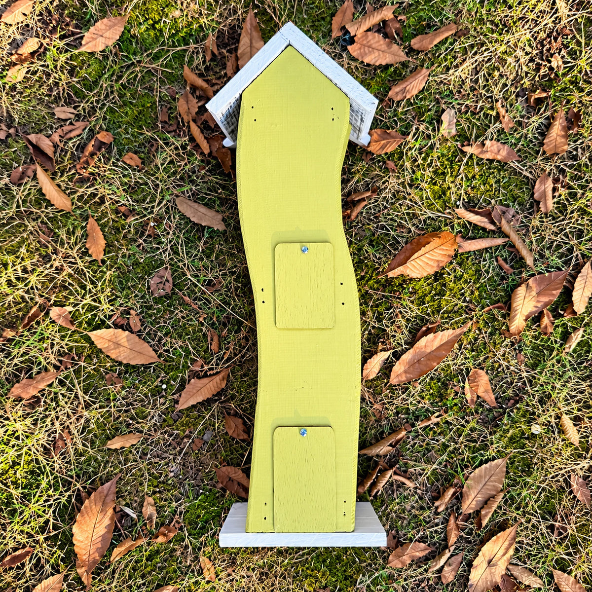 Tall Slim Birdhouse, Green with White Roof – 16.1 in Bird House
