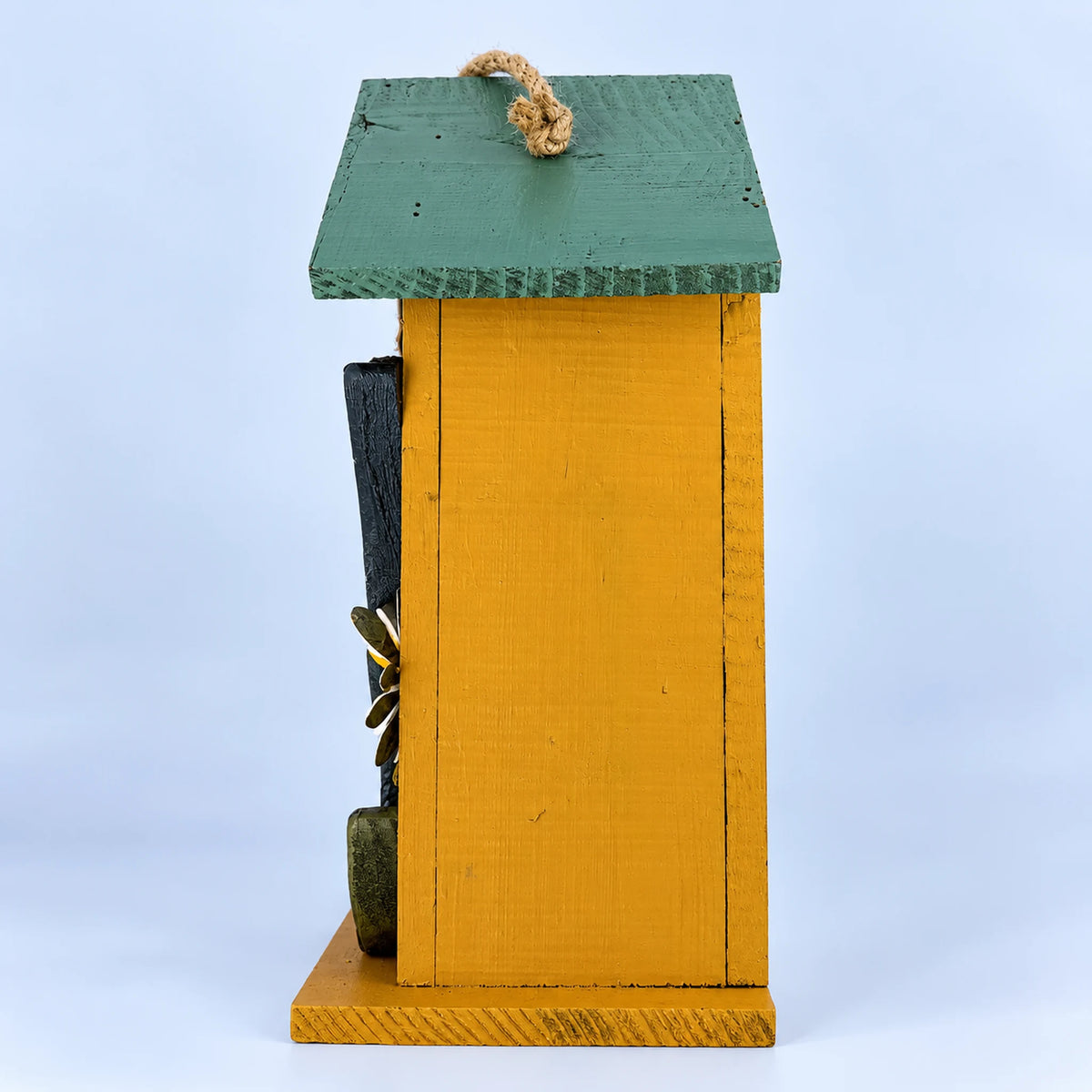 Hanging Birdhouse, Yellow with Blue Roof – 12.6 in Bird House