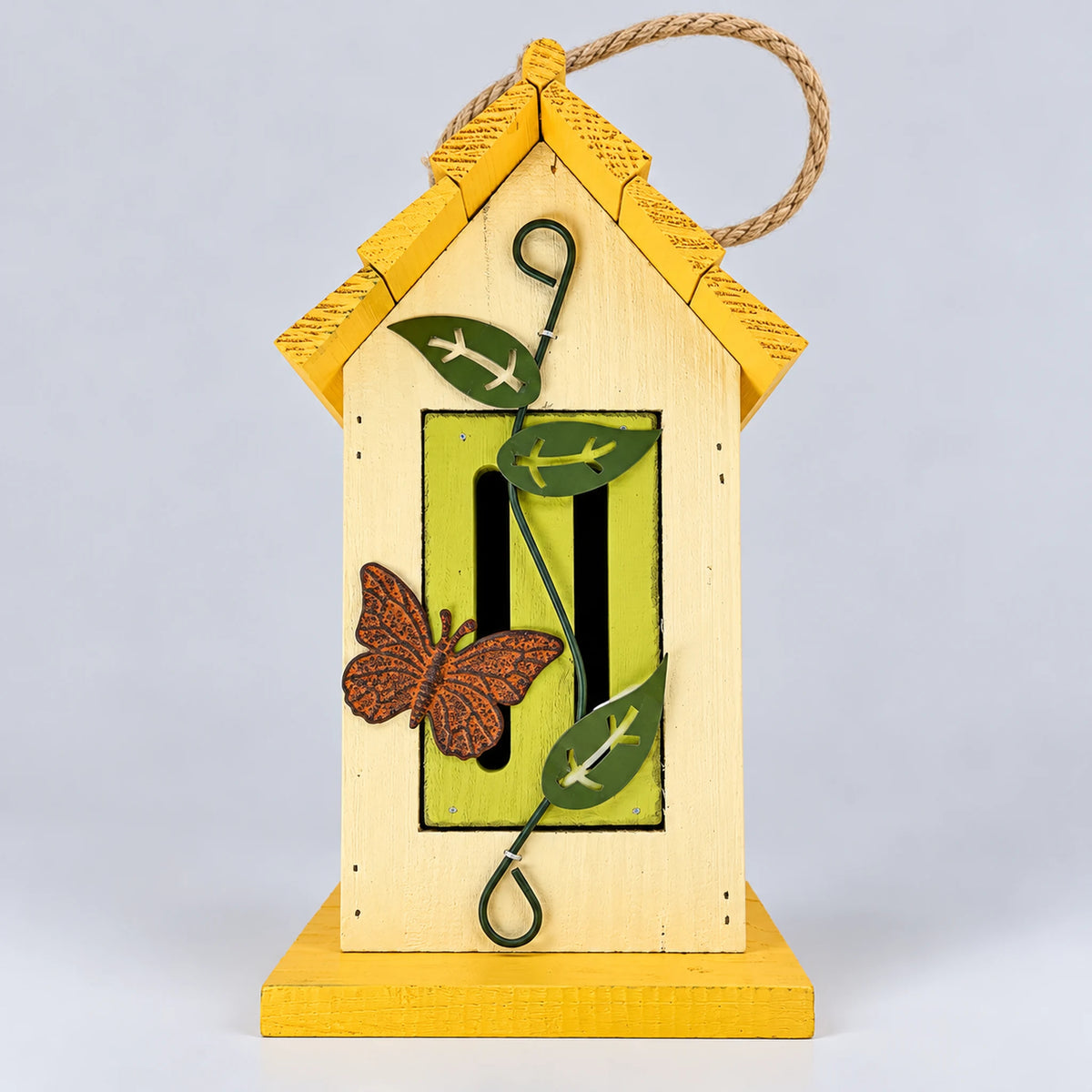 Small Butterfly House, White with Yellow Roof – 9.8 in Shelter